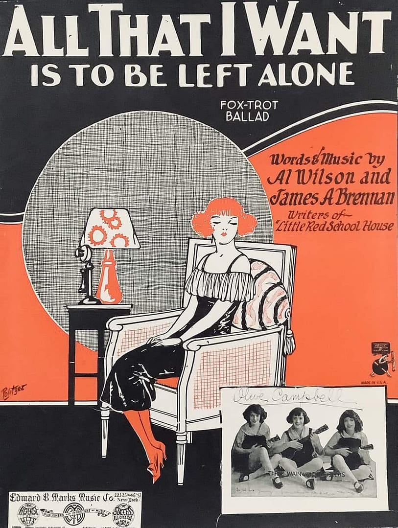Art Deco Sheet Music-All That I Want Is To Be Left Alone