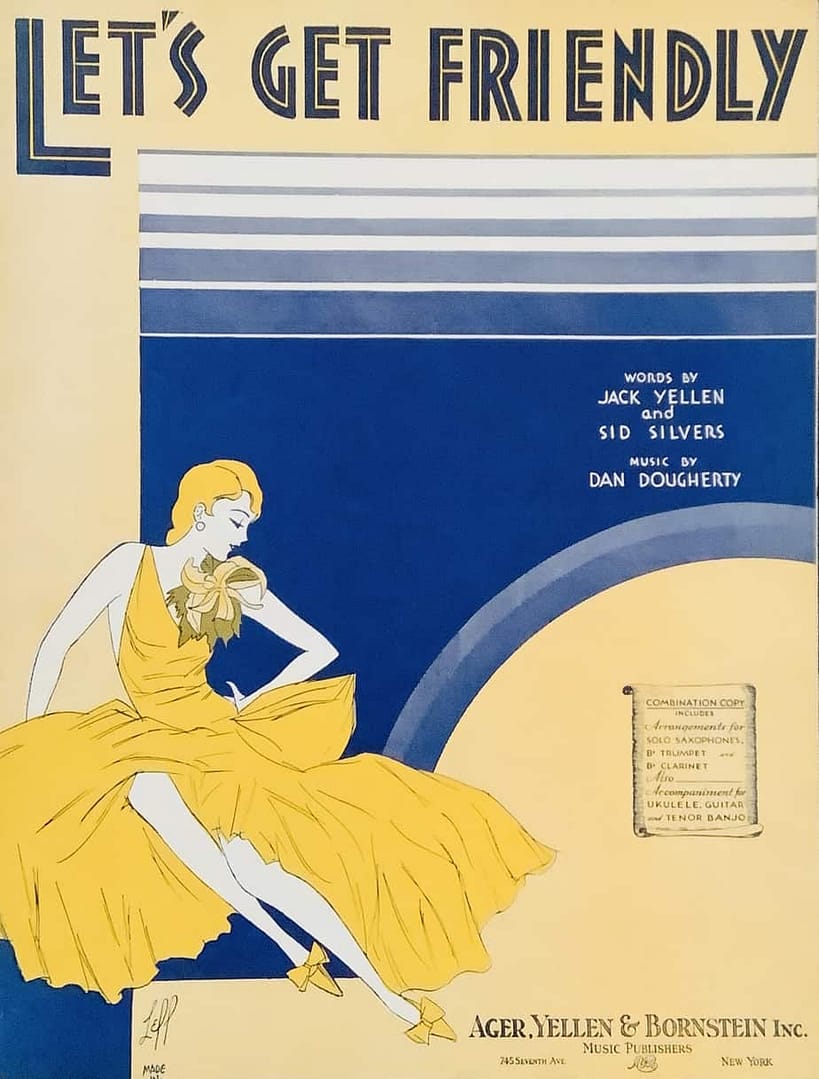 Art Deco Sheet Music-Let's Get Friendly